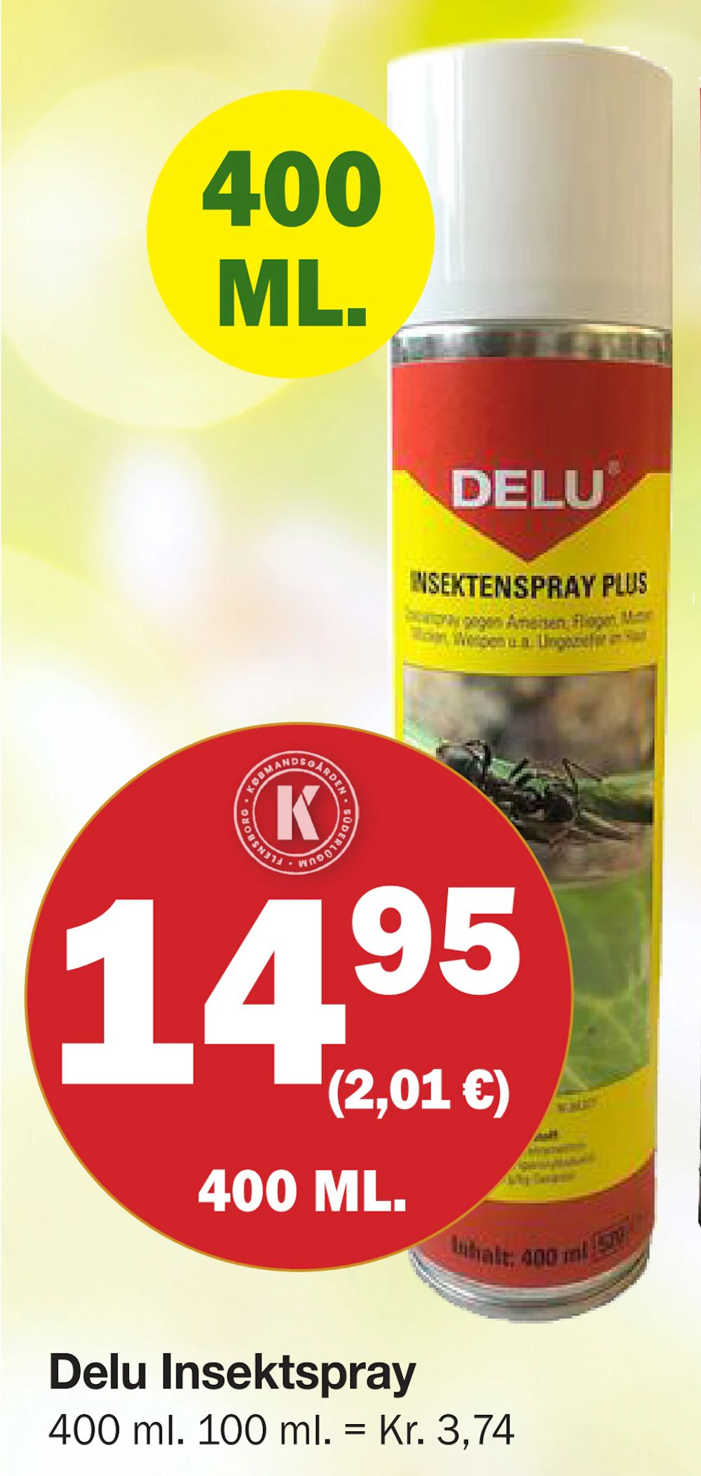 Tilbud på Delu Insektspray fra Købmandsgården til 14,95 kr.