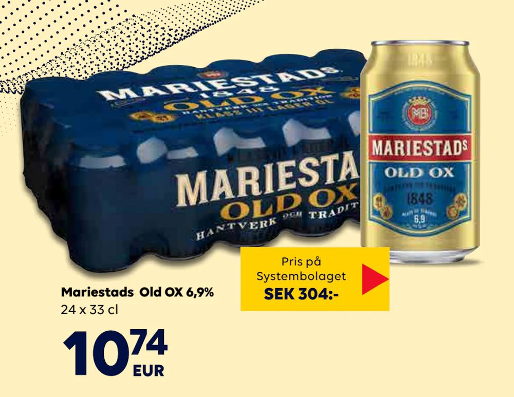 Erbjudanden på Mariestads Old OX 6,9% från Bordershop för 10,74 €