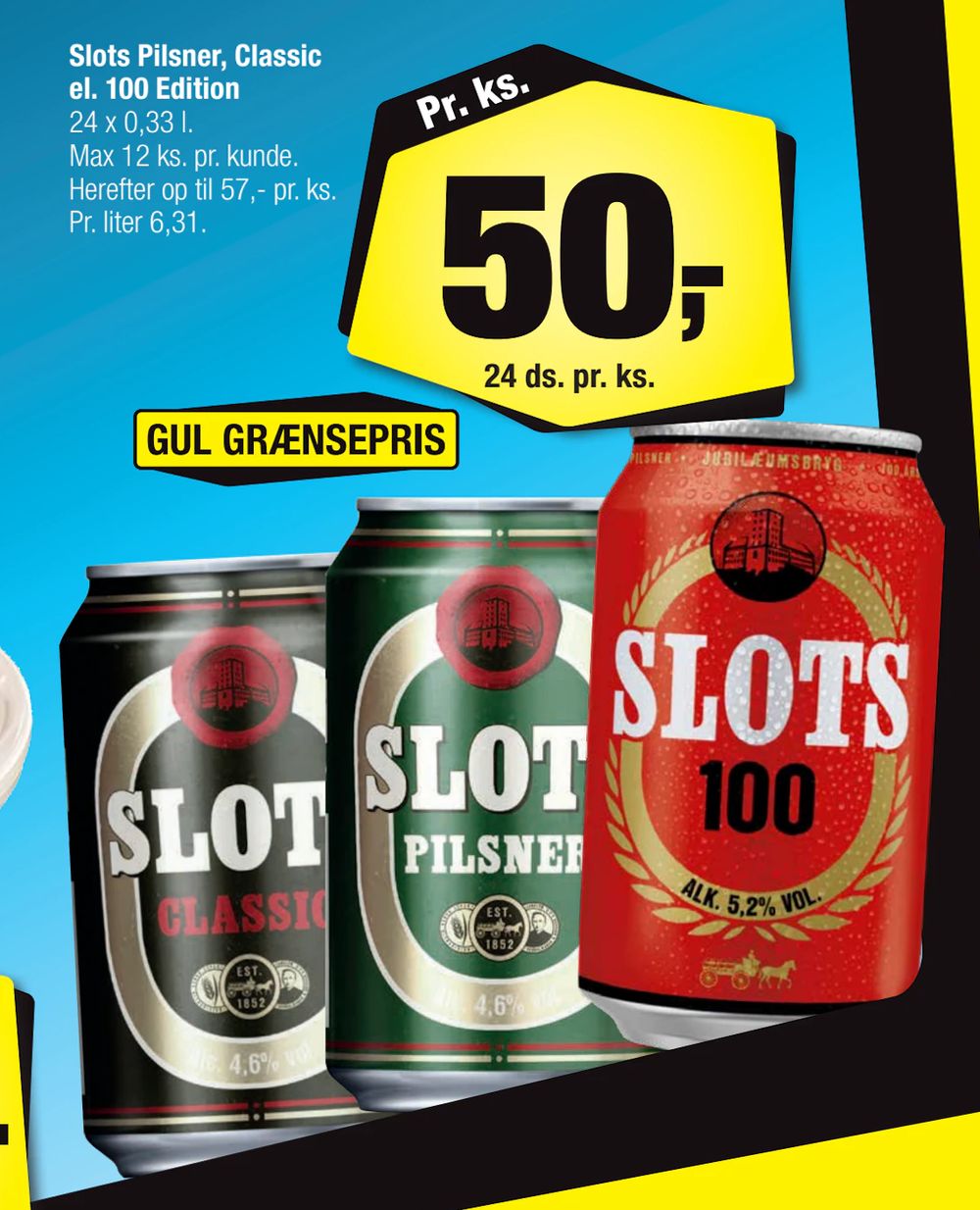 Tilbud på Slots Pilsner, Classic el. 100 Edition fra Calle til 50 kr.