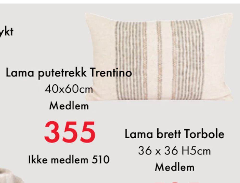 Tilbud på Lama putetrekk Trentino fra Fagmøbler til 510 kr