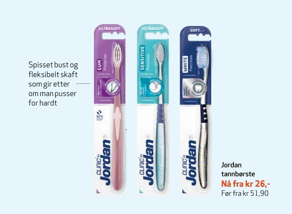 Tilbud på Jordan tannbørste fra Apotek 1 til 26 kr