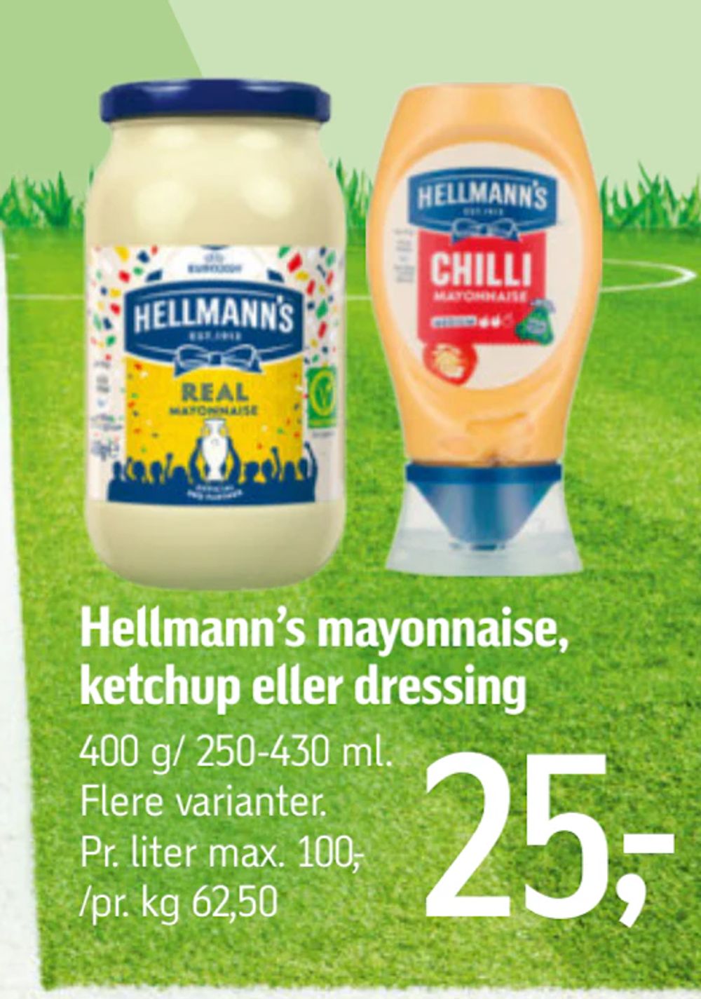 Tilbud på Hellmann’s mayonnaise, ketchup eller dressing fra føtex til 25 kr.