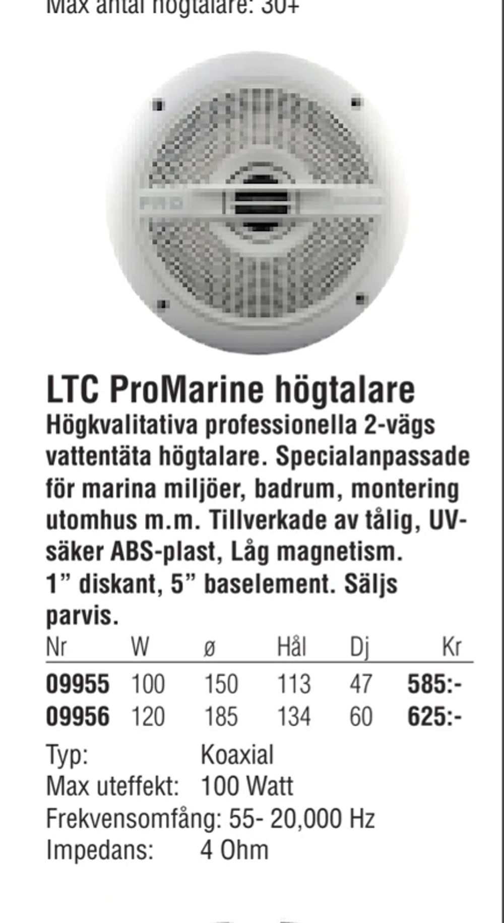 Erbjudanden på LTC ProMarine högtalare från Erlandsons Brygga för 585 kr
