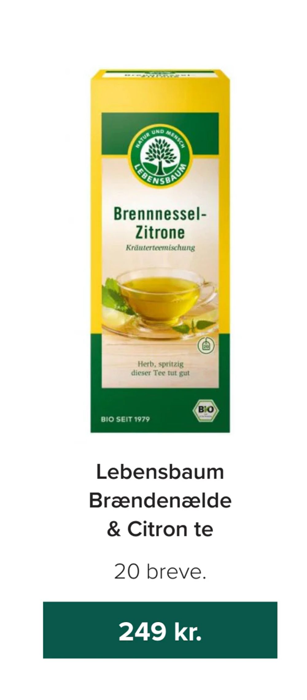 Tilbud på Lebensbaum Brændenælde & Citron te fra Helsemin til 249 kr.