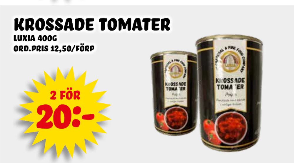 Erbjudanden på krossade tomater från Nelins för 20 kr