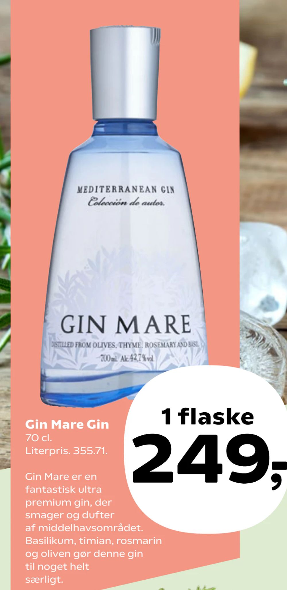 Tilbud på Gin Mare Gin fra Kvickly til 249 kr.