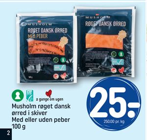 Musholm røget dansk ørred i skiver Med eller uden peber 100 g