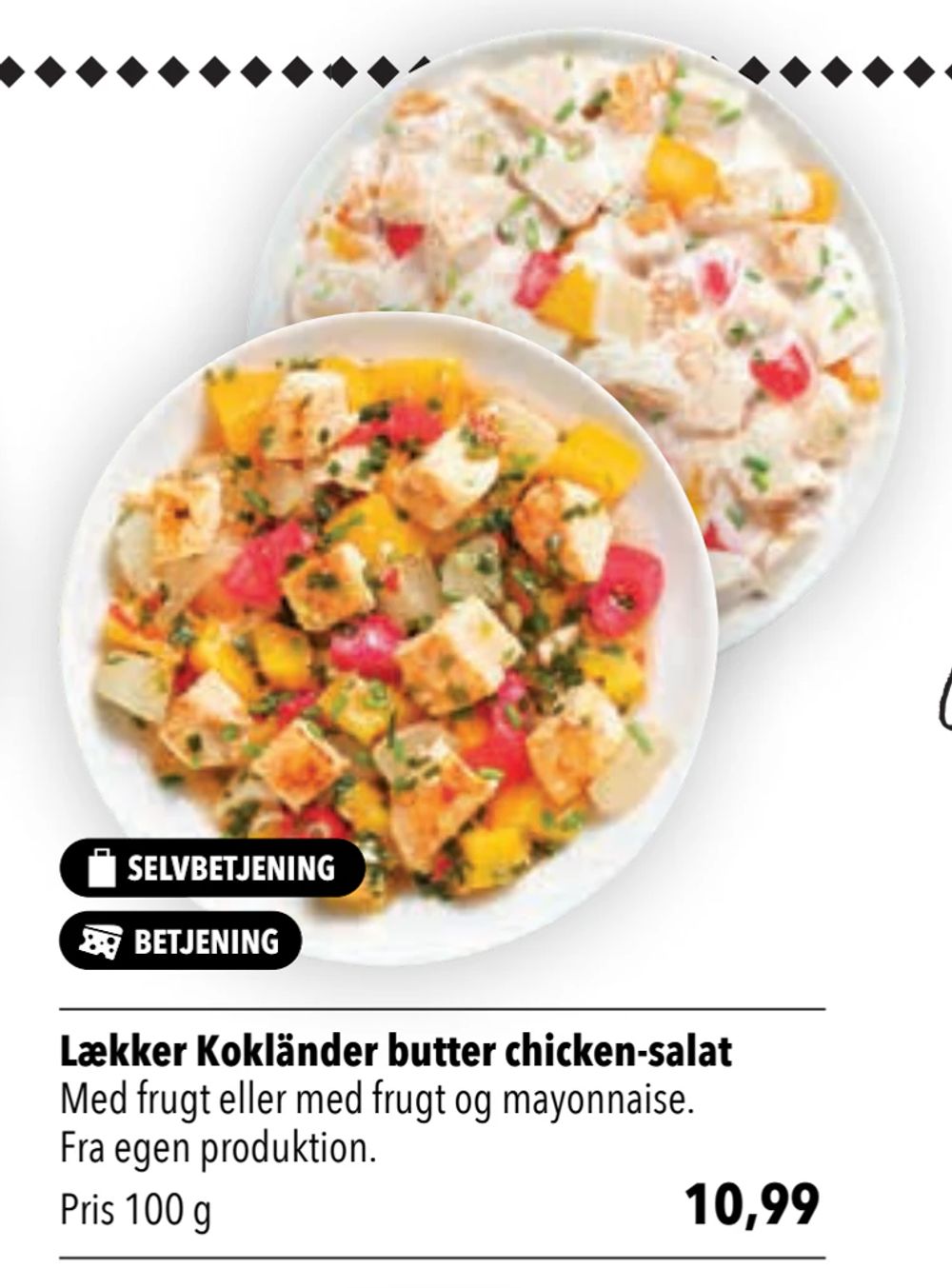 Tilbud på Lækker Kokländer butter chicken-salat fra CITTI til 10,99 kr.