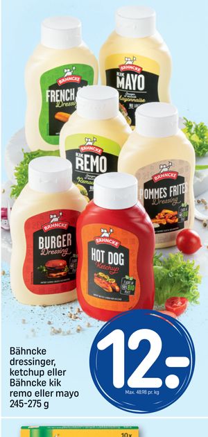 Bähncke dressinger, ketchup eller Bähncke kik remo eller mayo 245-275 g