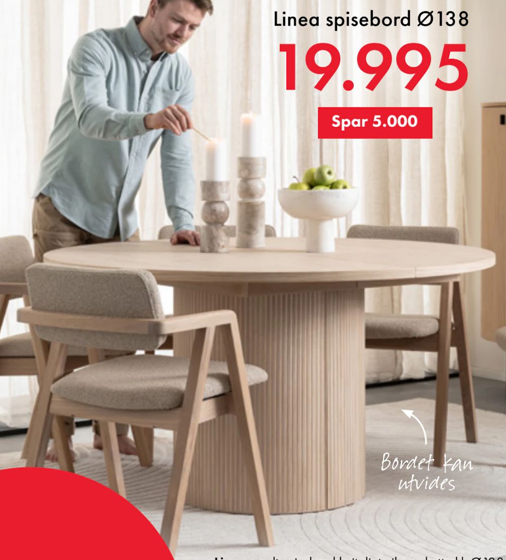 Tilbud på Linea spisebord Ø138 fra Fagmøbler til 19 995 kr