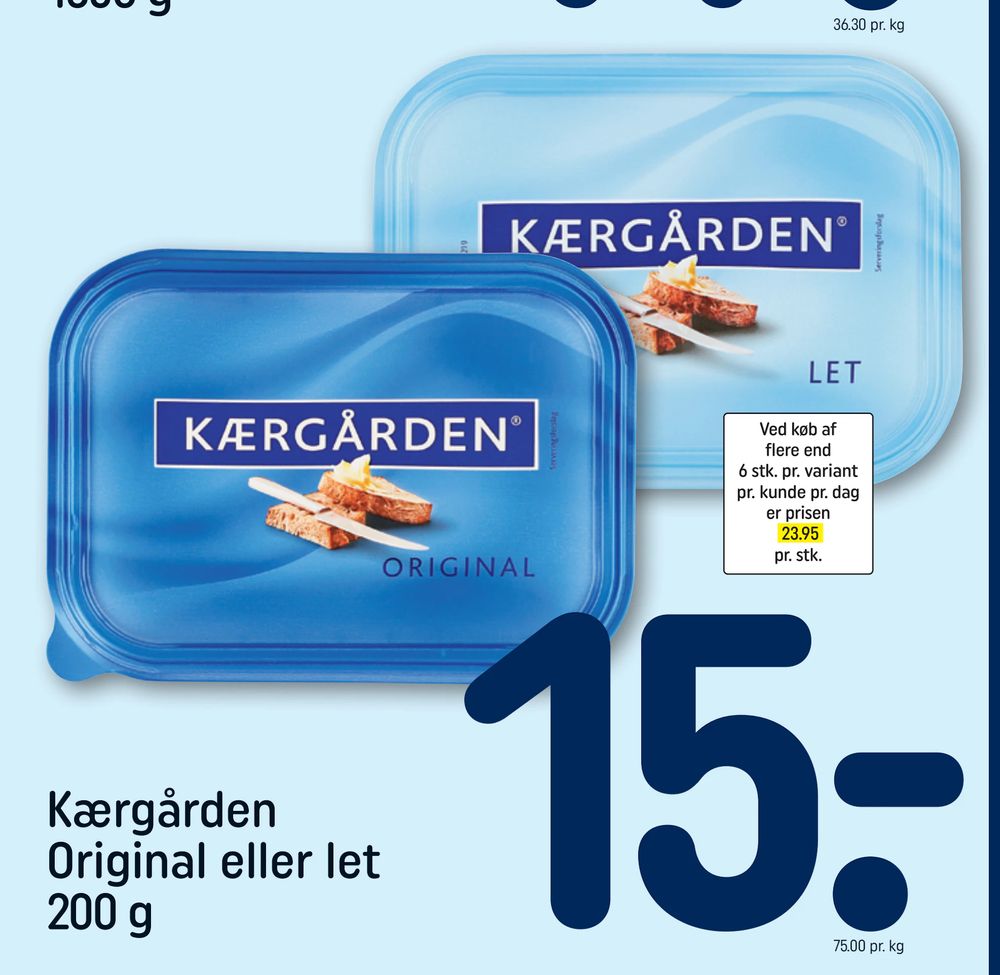 Tilbud på Kærgården Original eller let 200 g fra REMA 1000 til 15 kr.