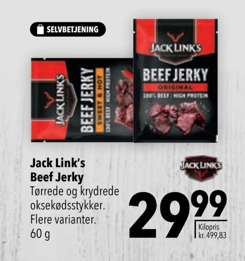 Tilbud på Jack Link’s Beef Jerky fra CITTI til 29,99 kr.