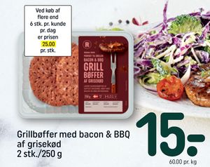 Grillbøffer med bacon & BBQ af grisekød 2 stk./250 g