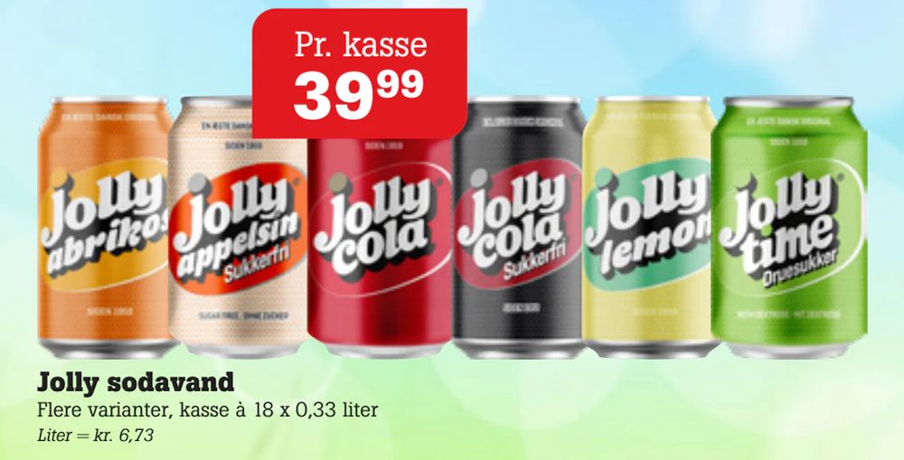Tilbud på Jolly sodavand fra Poetzsch Padborg til 39,99 kr.