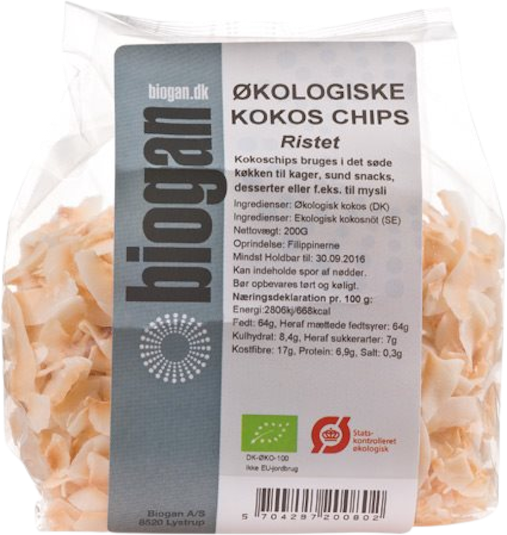 Tilbud på Kokoschips ristet Øko (Biogan) fra Helsam til 27,95 kr.