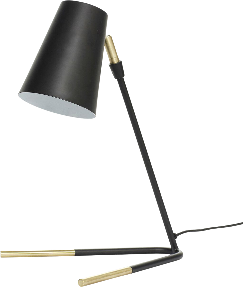 Tilbud på Slant Bordlampe H44 cm, Sort/Messing (Hübsch) fra Hjem.dk til 599 kr.