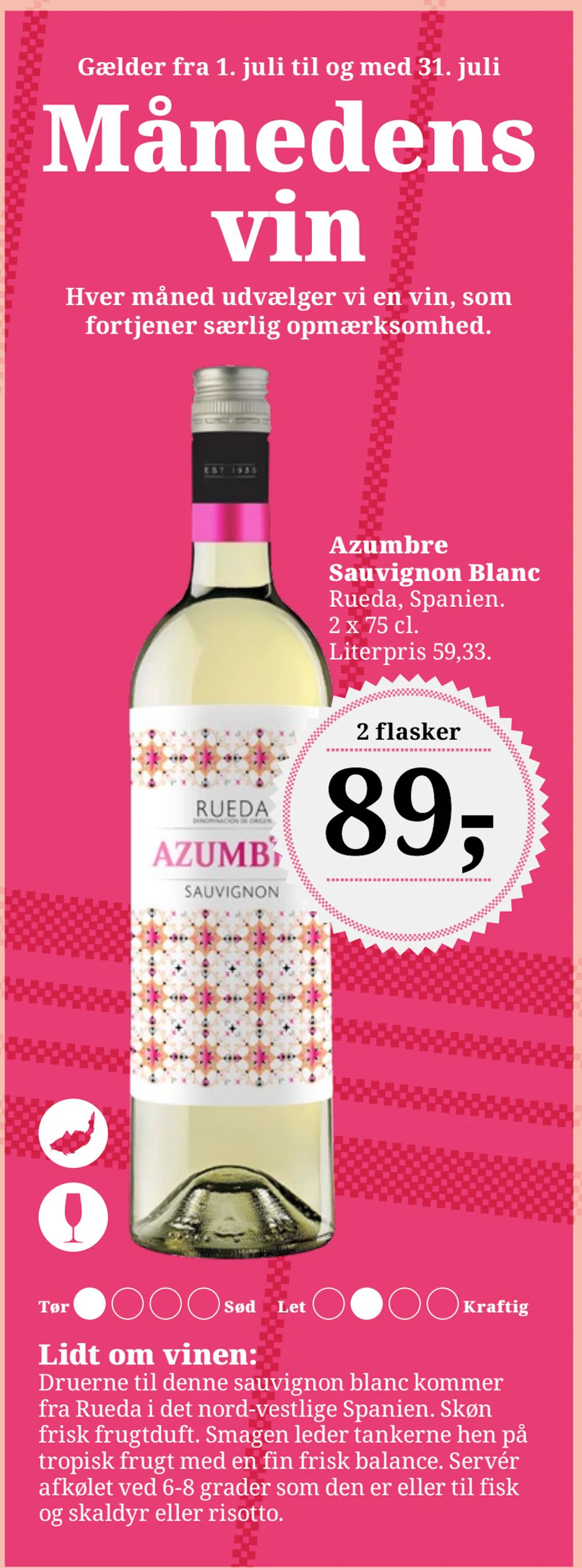 Tilbud på Azumbre Sauvignon Blanc fra Brugsen til 89 kr.