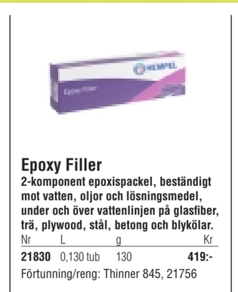 Erbjudanden på Epoxy Filler från Erlandsons Brygga för 419 kr