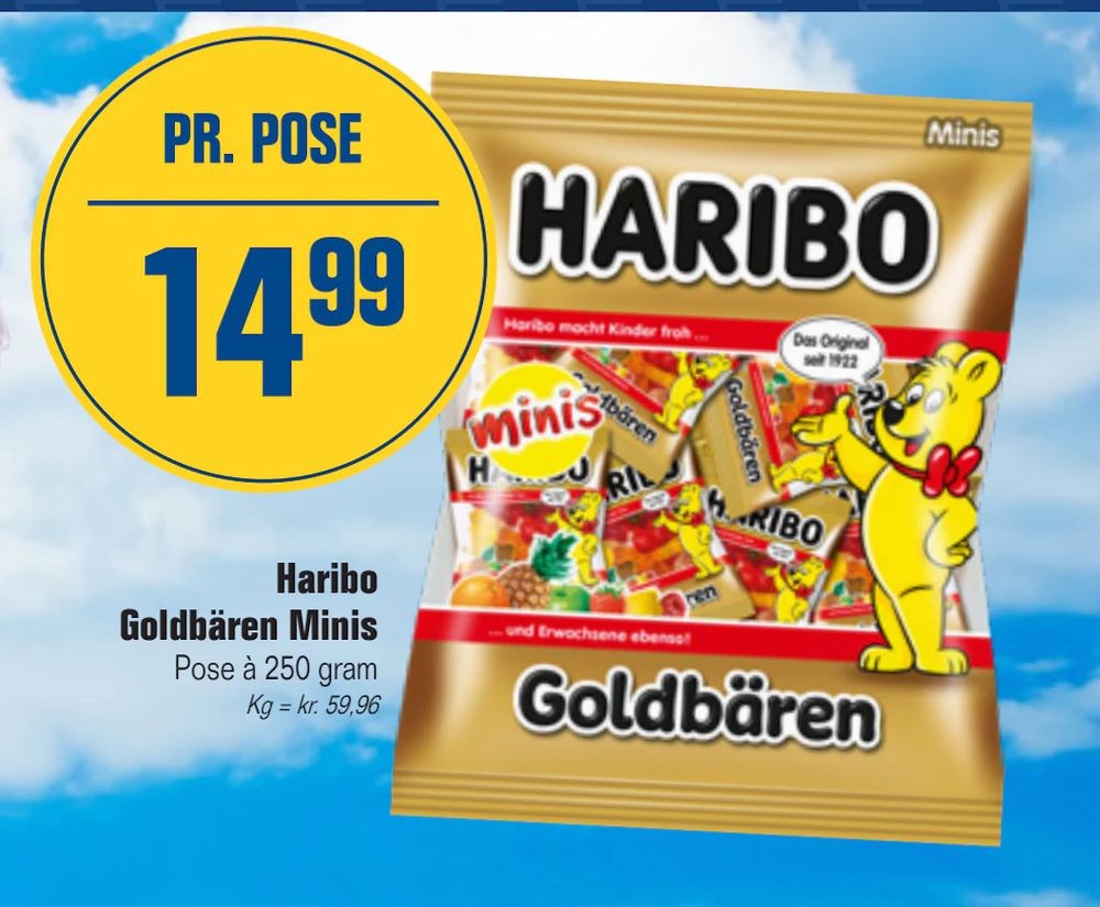 Tilbud på Haribo Goldbären Minis fra Otto Duborg til 14,99 kr.