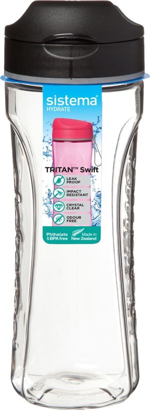 Sistema 600ml Tritan Swift Bottle Black Online Range (6)