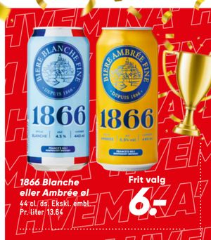 1866 Blanche eller Ambrée øl