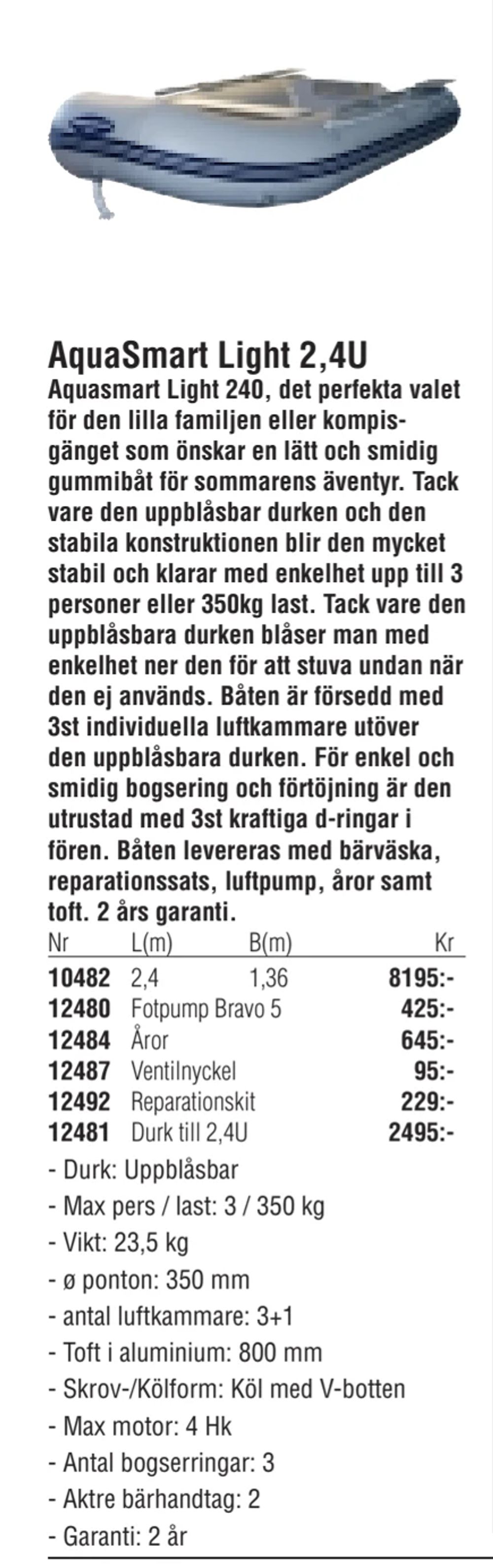 Erbjudanden på AquaSmart Light 2,4U från Erlandsons Brygga för 95 kr