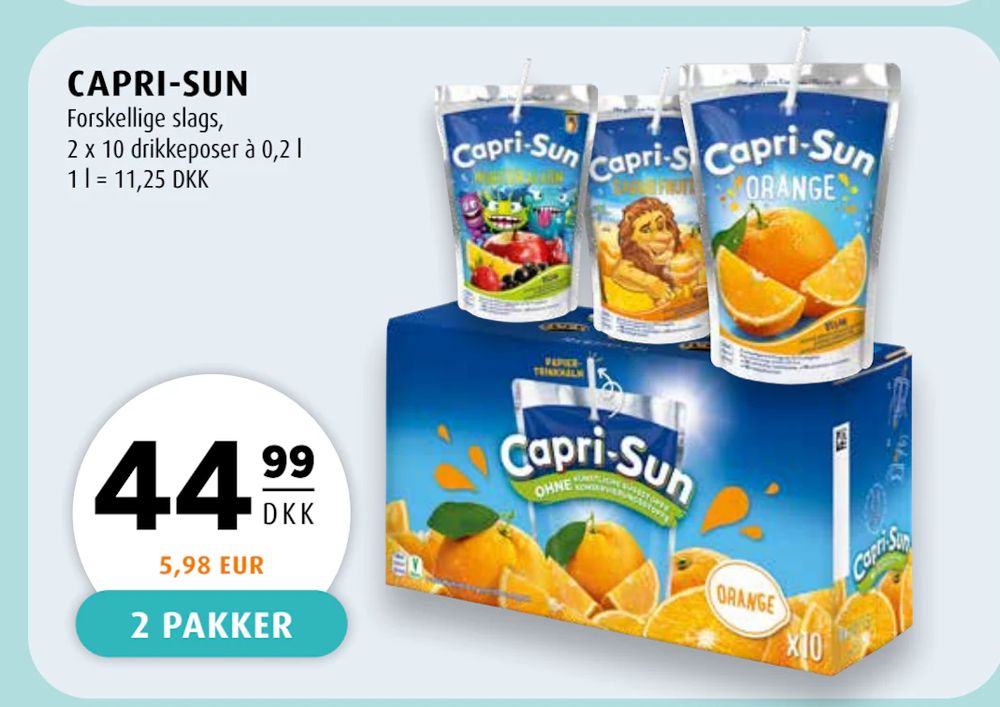 Tilbud på CAPRI-SUN fra Scandinavian Park til 44,99 kr.
