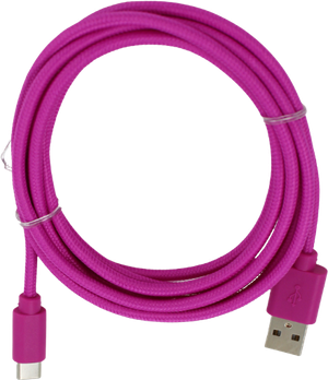 Opladerkabel - USB-C i Pink Tekstil (2 meter)