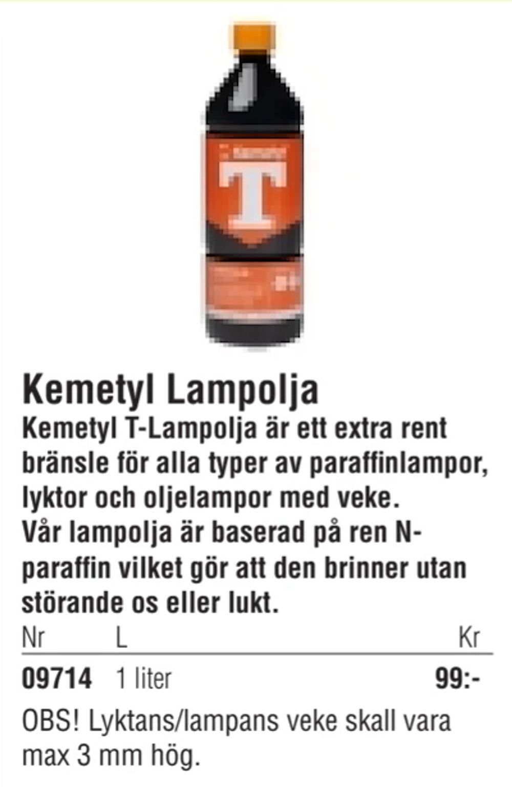 Erbjudanden på Kemetyl Lampolja från Erlandsons Brygga för 99 kr