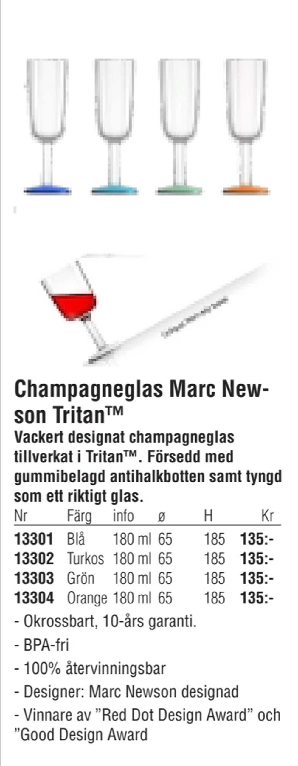Erbjudanden på Champagneglas Marc Newson Tritan™ från Erlandsons Brygga för 135 kr