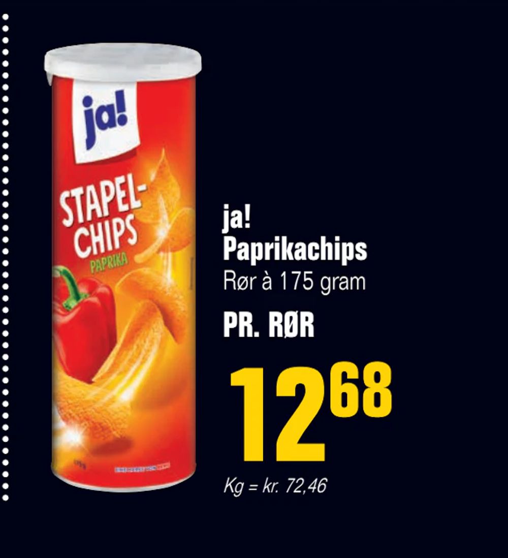 Tilbud på ja! Paprikachips fra Poetzsch Padborg til 12,68 kr.