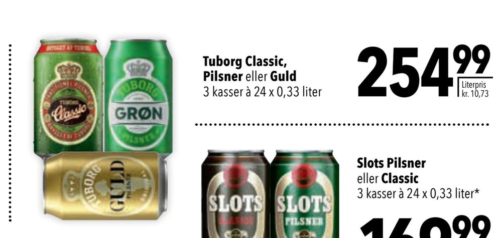 Tilbud på Tuborg Classic, Pilsner eller. Guld fra CITTI til 254,99 kr.