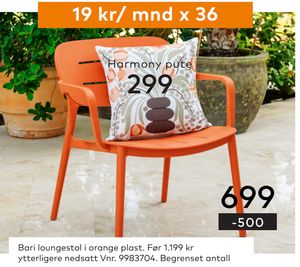Bari loungestol i orange plast
