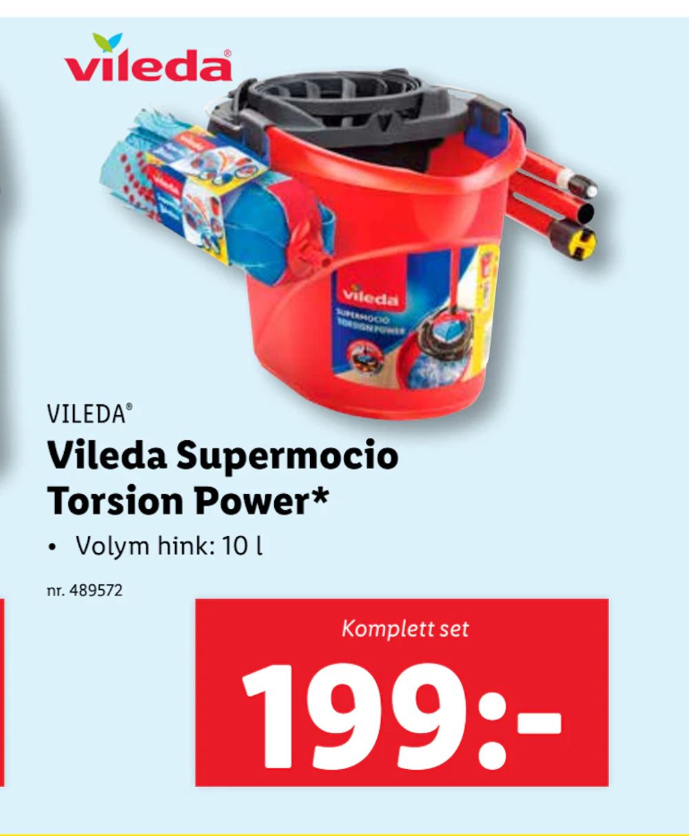 Erbjudanden på Vileda Supermocio Torsion Power från Lidl för 199 kr