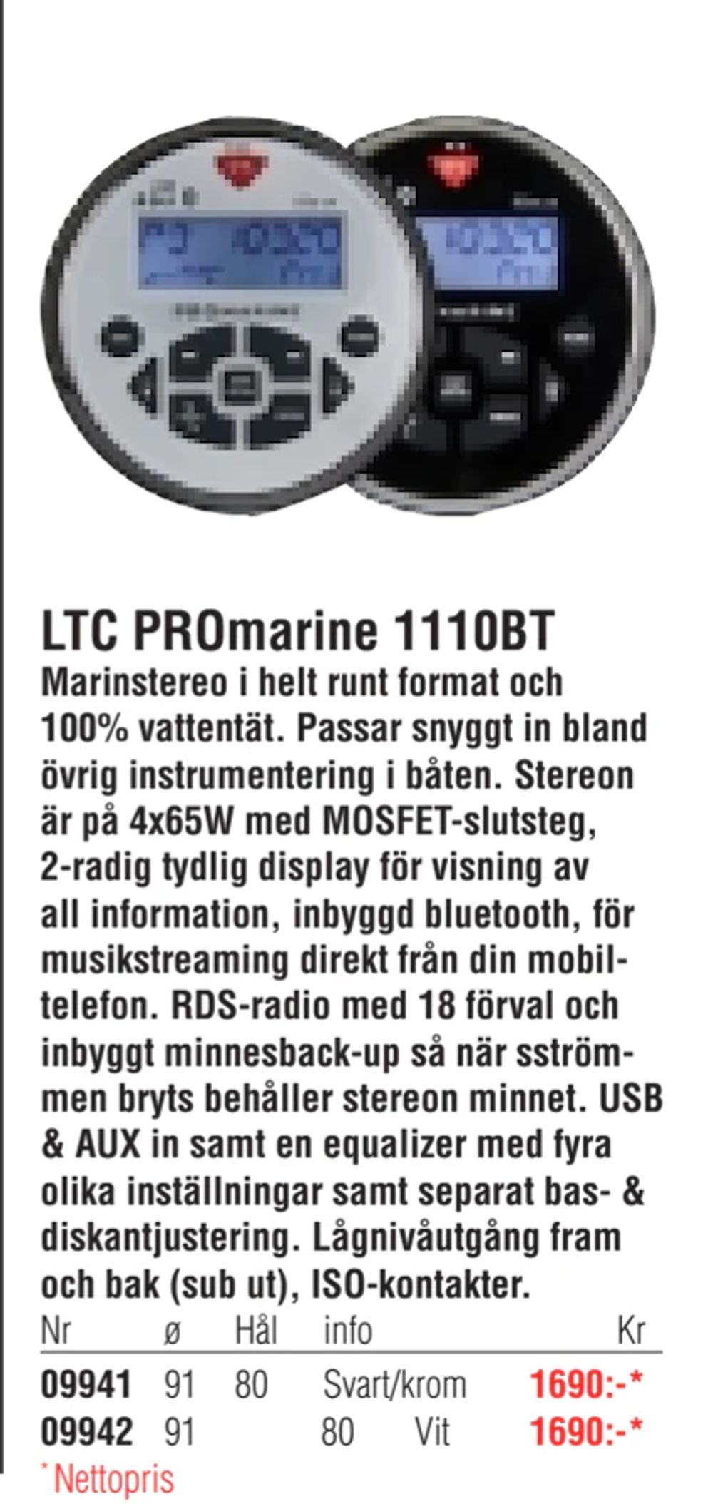 Erbjudanden på LTC PROmarine 1110BT från Erlandsons Brygga för 1 690 kr