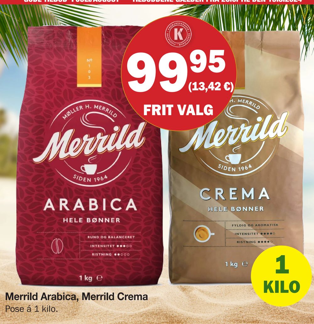 Tilbud på Merrild Arabica, Merrild Crema fra Købmandsgården til 99,95 kr.