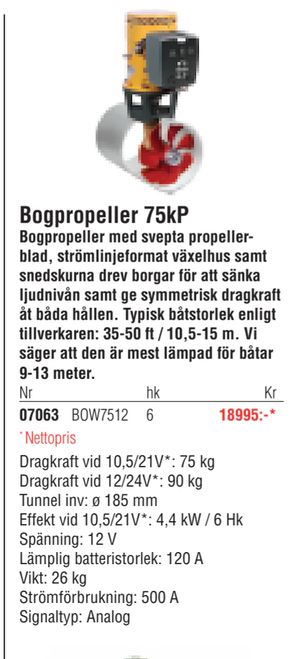 Bogpropeller 75kP