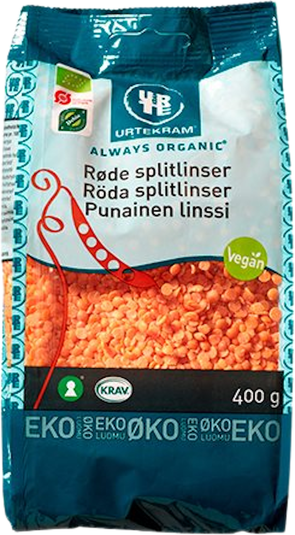 Tilbud på Røde splitlinser Øko (Urtekram) fra Helsam til 23,95 kr.