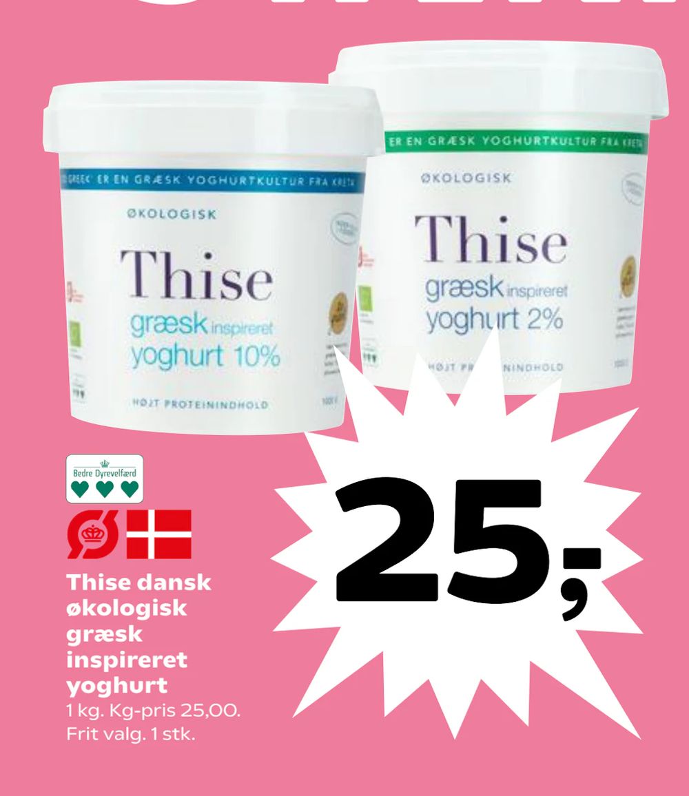 Tilbud på Thise dansk økologisk græsk inspireret yoghurt fra SuperBrugsen til 25 kr.