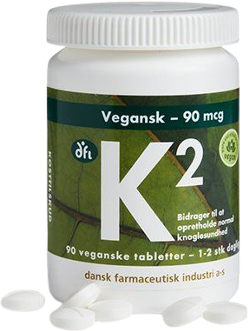 Tilbud på K2 vitamin 90 mcg vegetabilsk (Grønne dfi vitaminer) fra Helsam til 239 kr.