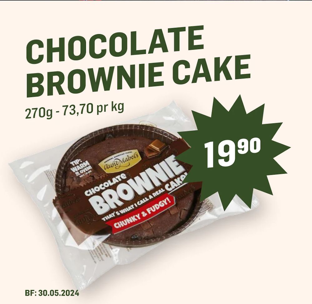 Tilbud på CHOCOLATE BROWNIE CAKE fra Holdbart til 19,90 kr