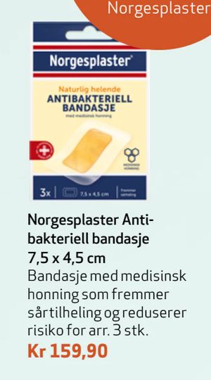 Norgesplaster Antibakteriell bandasje 7,5 x 4,5 cm