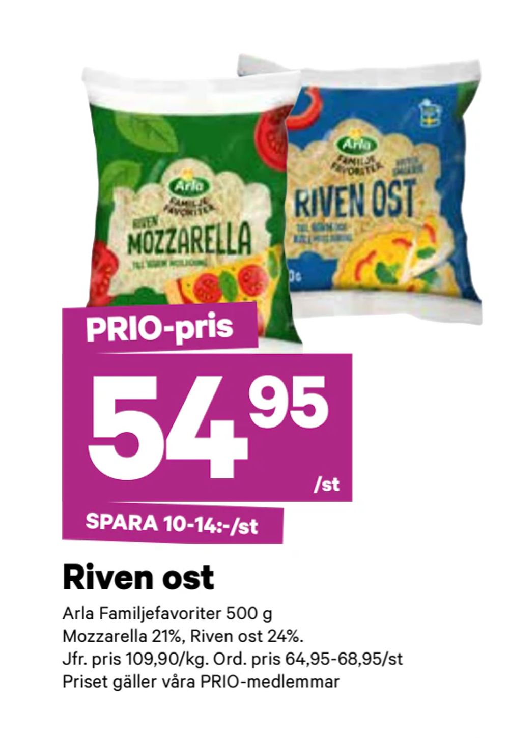 Erbjudanden på Riven ost från City Gross för 54,95 kr