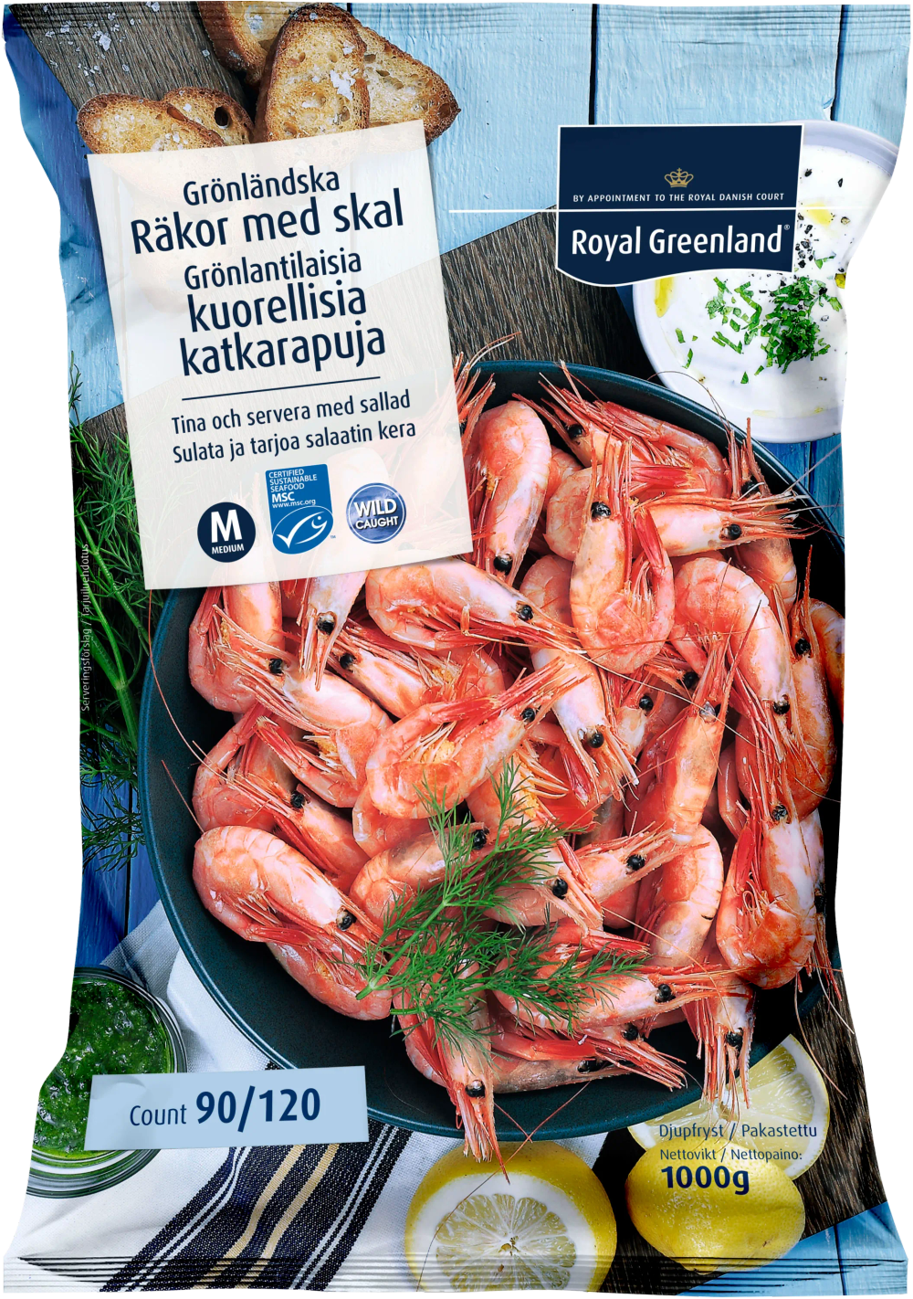 Erbjudanden på Frysta räkor med skal 90/120 (Royal Greenland) från ICA Maxi Stormarknad för 95 kr