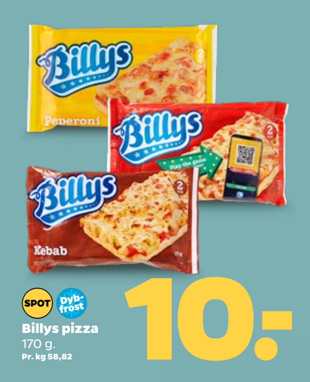 Tilbud på Billys pizza fra Netto til 10 kr.