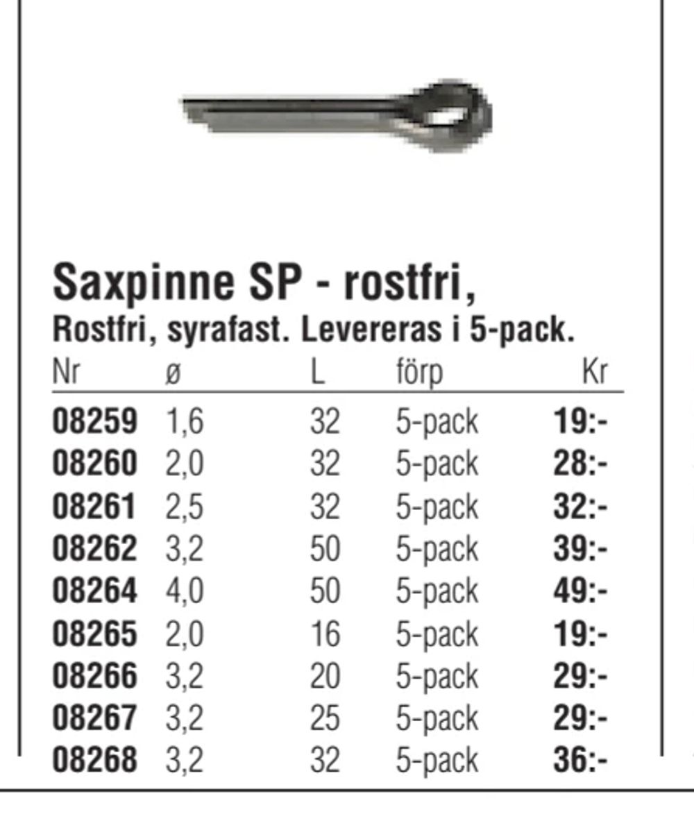 Erbjudanden på Saxpinne SP - rostfri, från Erlandsons Brygga för 19 kr