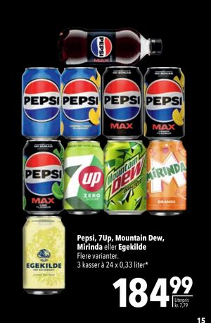 Pepsi, 7Up, Mountain Dew, Mirinda eller Egekilde