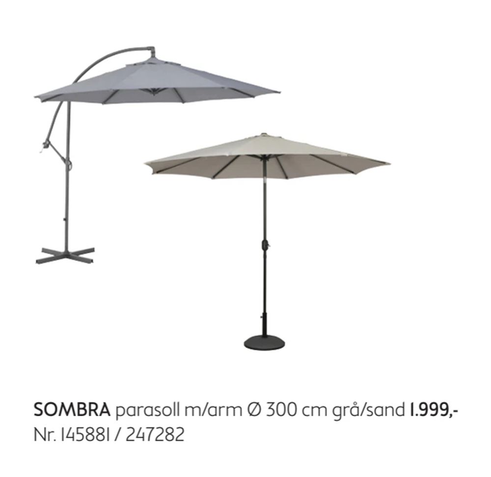 Tilbud på SOMBRA parasoll m/arm fra Bohus til 1 999 kr