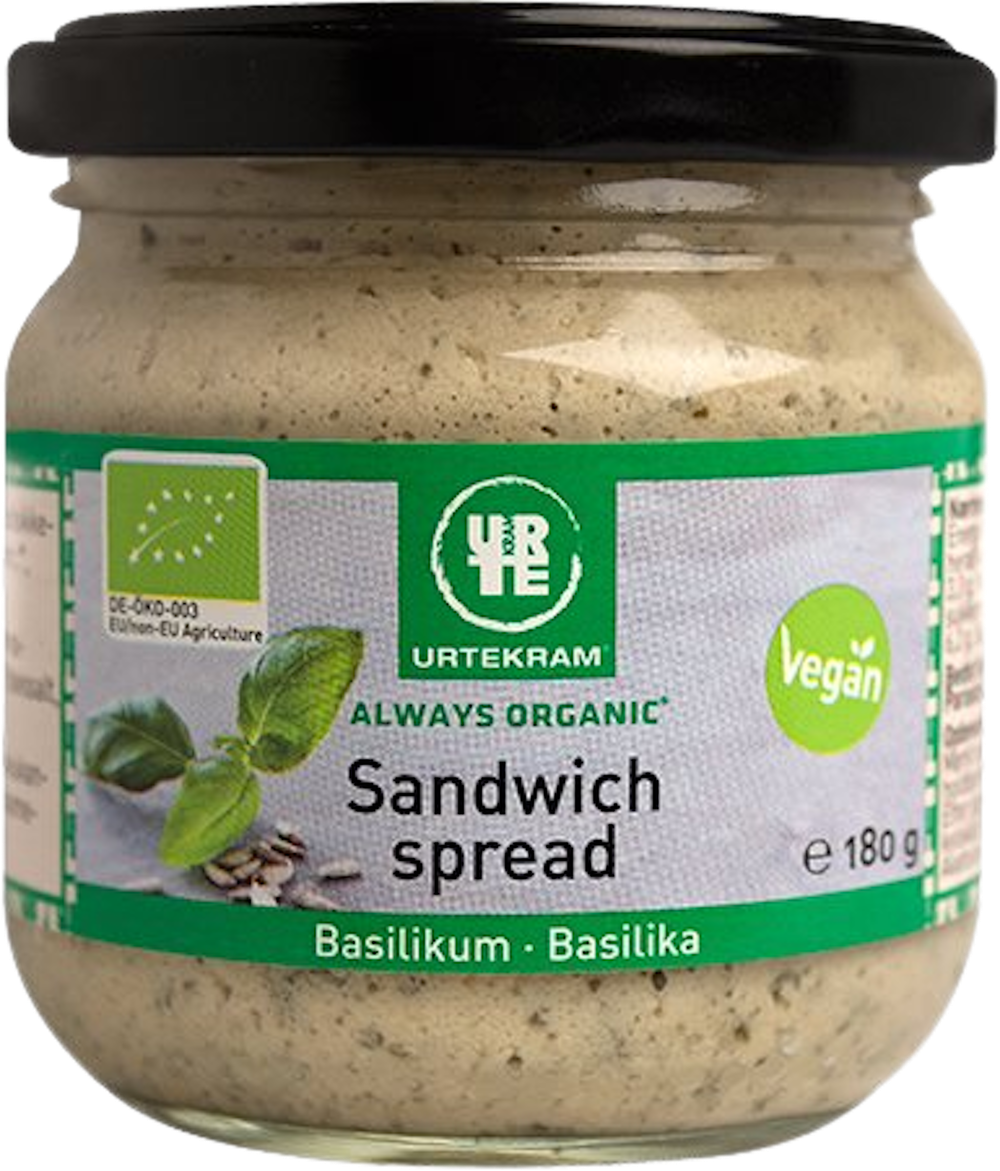 Tilbud på Sandwich spread basilikum Øko (Urtekram) fra Helsam til 27,95 kr.