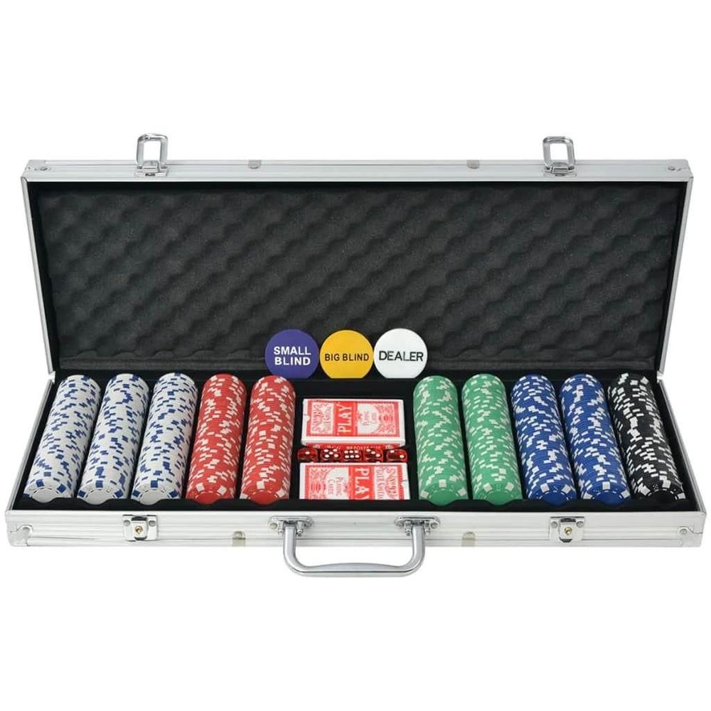 Tilbud på Pokersæt med 500 jetoner aluminium fra Boligcenter.dk til 700 kr.